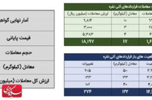 حدود ۴۳ کیلوگرم شمش نقره معامله شد